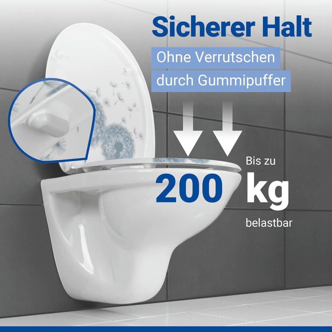 WENKO WC-Sitz Astera, Toilettensitz mit Absenkautomatik, Fix-Clip Hygiene-Befestigung, WC-Deckel aus