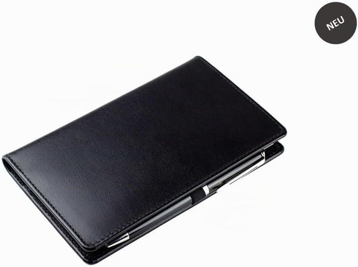 DELMON VARONE - Personalisierbarer Taschenkalender 2024 Boxcalf Leder schwarz - Organizer Terminplan