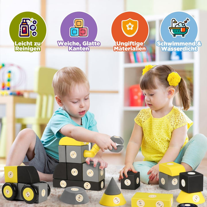 Magnetische Bausteine Spielzeug für Kinder 1-3, 30 Stück Roboter Weiche Lernspielzeug für Kinder, ST