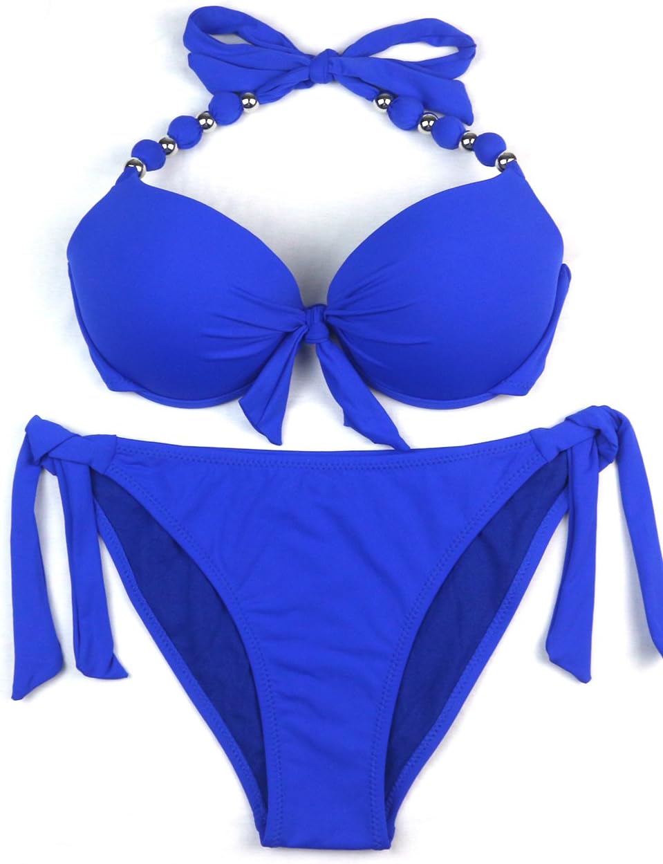EONAR Damen Seitlich Gebunden Bikini Sets Abnehmbar Bademode Push up Bikinioberteil mit Nackenträger