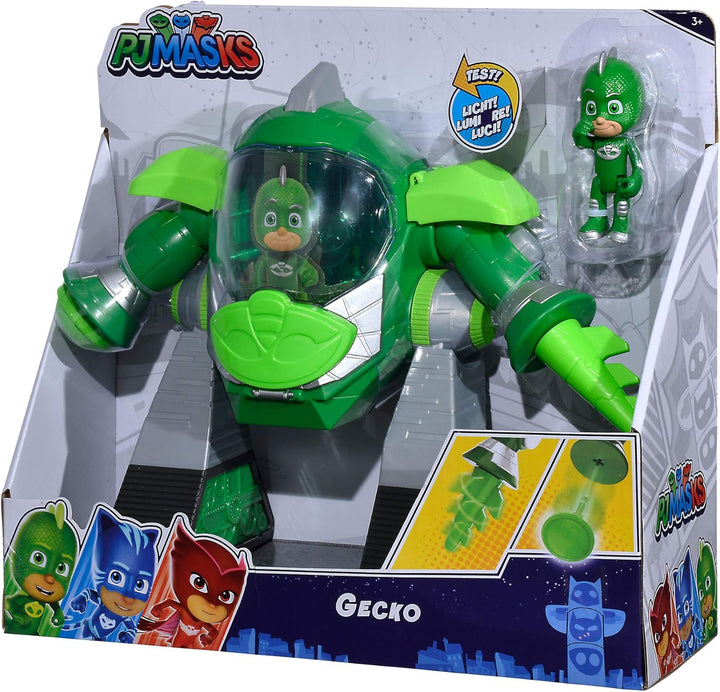Simba 109402464 PJ Masks Turbo Roboter Gecko, mit Licht, mit Kanone, 23cm, PJ Masks Turbo Roboter Ge