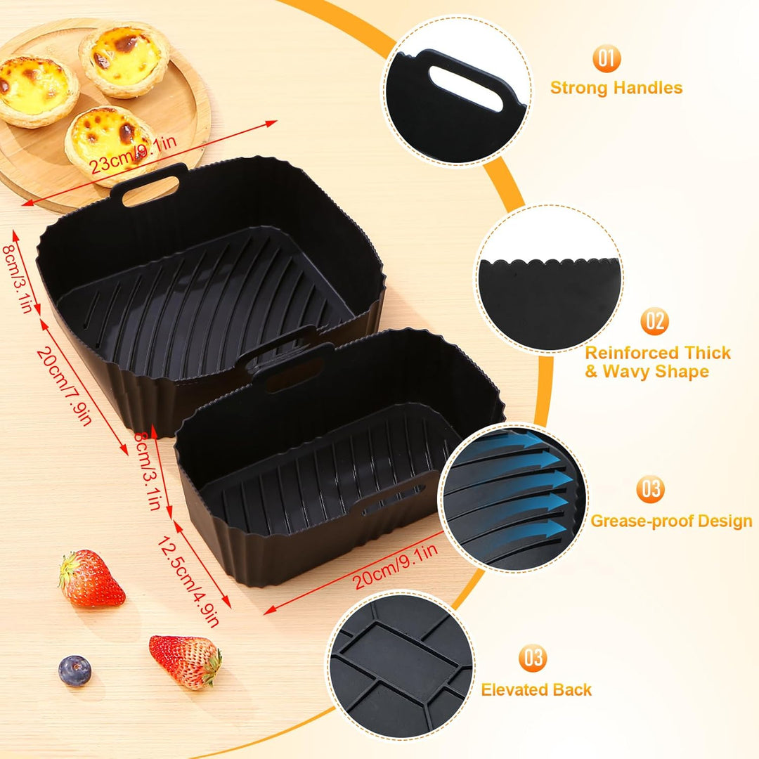 Heissluftfritteuse Zubehör für Tefal Ey9018 Dual Easy Fry 5,2/3,1 L，einschliesslich Silikon Backform