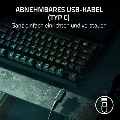 Razer Huntsman V2 Tenkeyless (Purple Switch) - Optische Gaming-Tastatur ohne Ziffernblock (Handballe