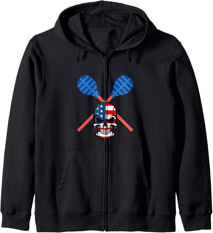 Lacrosse Skull Amerikanische Flagge Kapuzenjacke