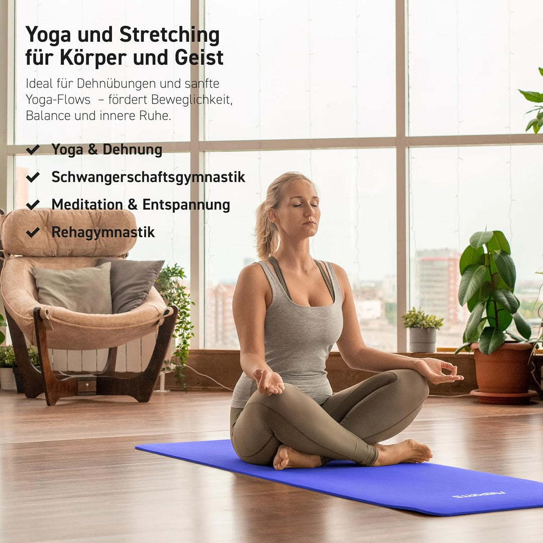 MSPORTS Gymnastikmatte Premium I Yoga Matte rutschfest und extra dick - inkl. Tragegurt + Übungspost