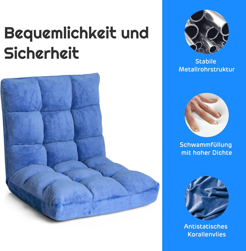 RELAX4LIFE Bodenstuhl Faltbar, Lazy Sofa, Meditationsstuhl, Bodensessel mit Verstellbarer Lehne, für