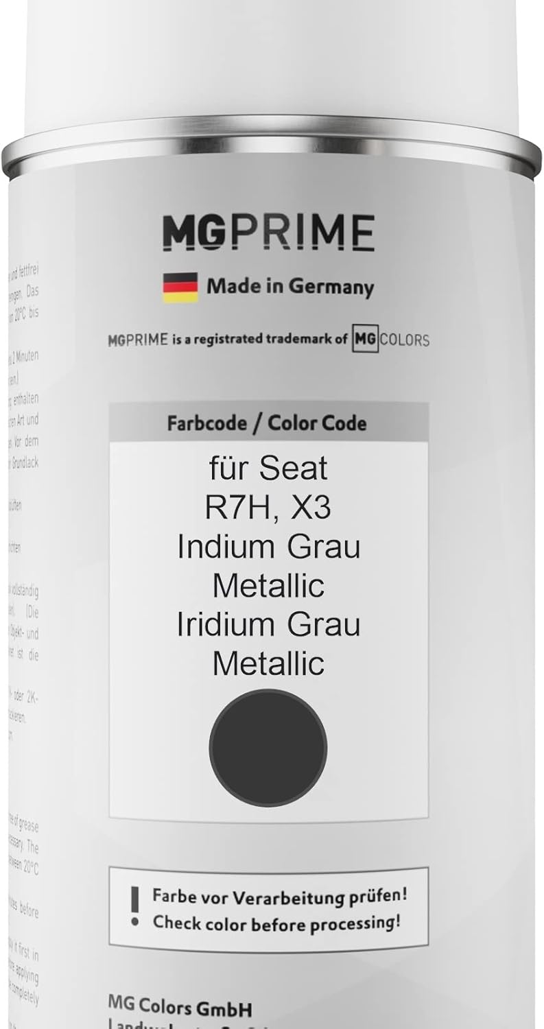 MG PRIME Autolack 2K Spraydosen Set für Seat R7H / X3 Indium Grau Metallic/Iridium Grau Metallic Bas