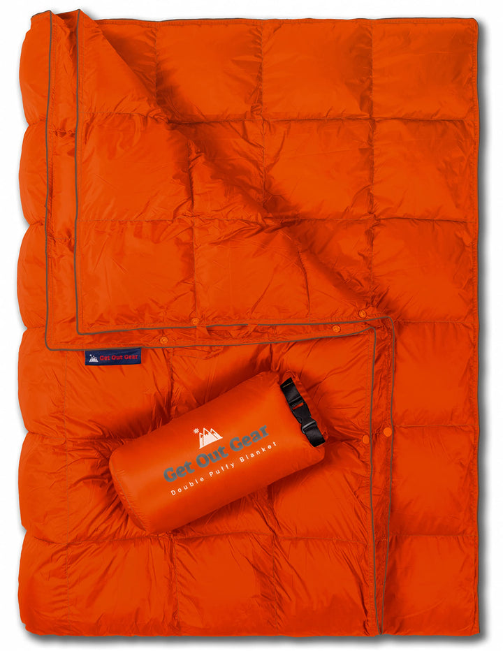 Get Out Gear Doppelt geschwollene Campingdecke – extra bauschig, verstaubar, leicht und warm, ideal