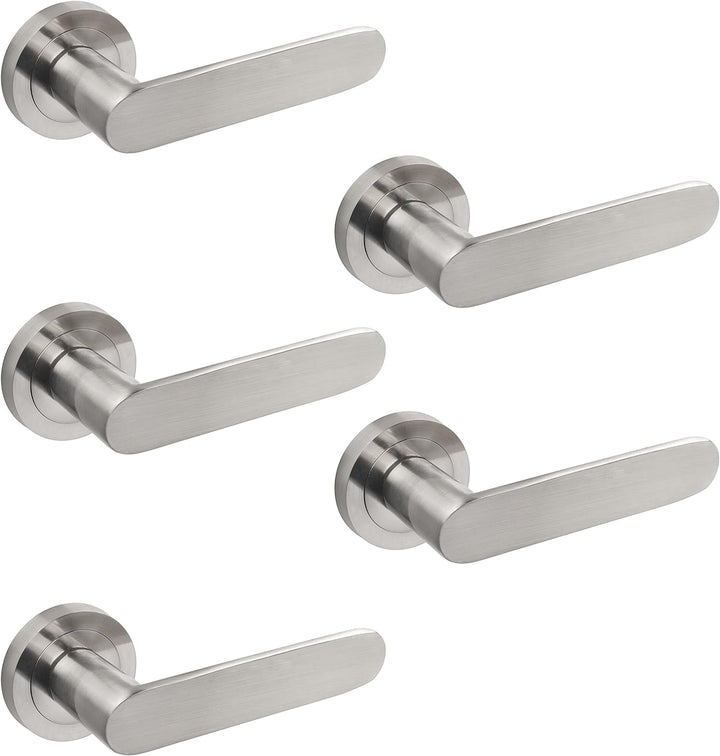 Emuca - Türgriffe für Innenttüren, 5 Türgriff-Set mit Rosetten für Zimmertüren D.50 mm, Aluminium, s