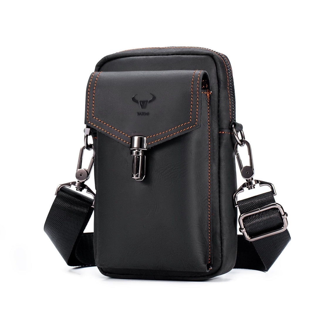BAIGIO Handytasche Leder Vintage Gürteltasche Herren Hüfttasche Klein Schultertasche Umhängetasche R