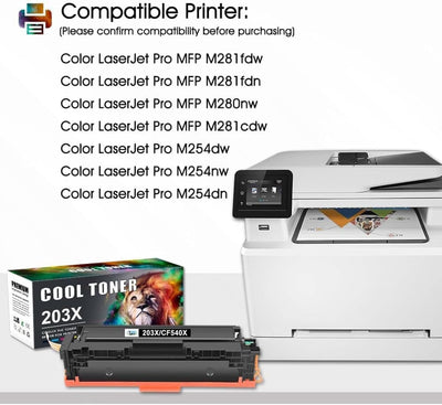 Cool Toner Kompatibel Tonerkartusche als Ersatz für HP 203X CF540X 203A CF540A Color Laserjet Pro MF