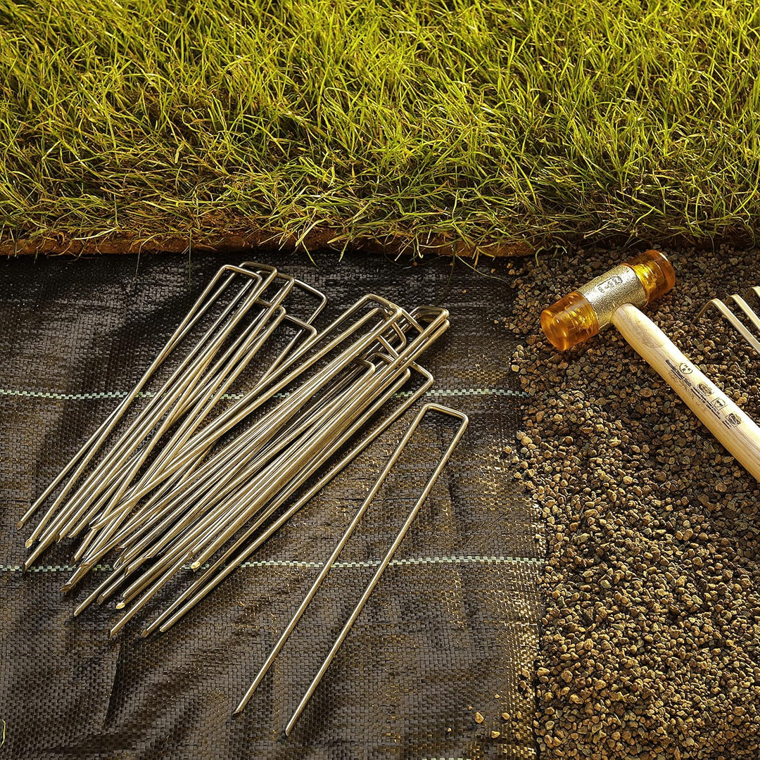 GardenMate 50 Erdanker VERZINKT aus Stahldraht 200mm lang, 25mm breit, Ø 3,8mm, Flacher Kopf - Für H