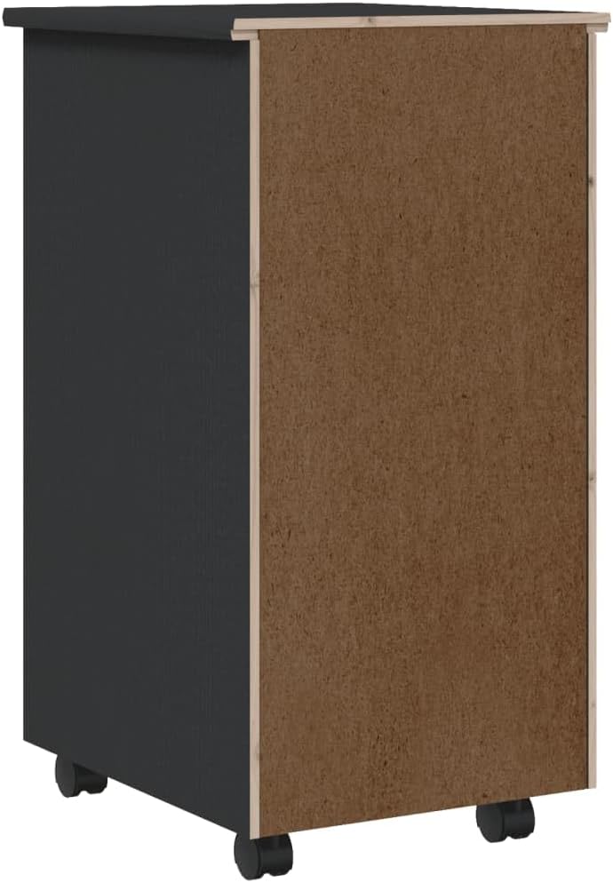 ZEYUAN Rollschrank mit Schubladen Moss Grau Massivholz Kiefer, Rollcontainer, Sideboard, Aktenschran