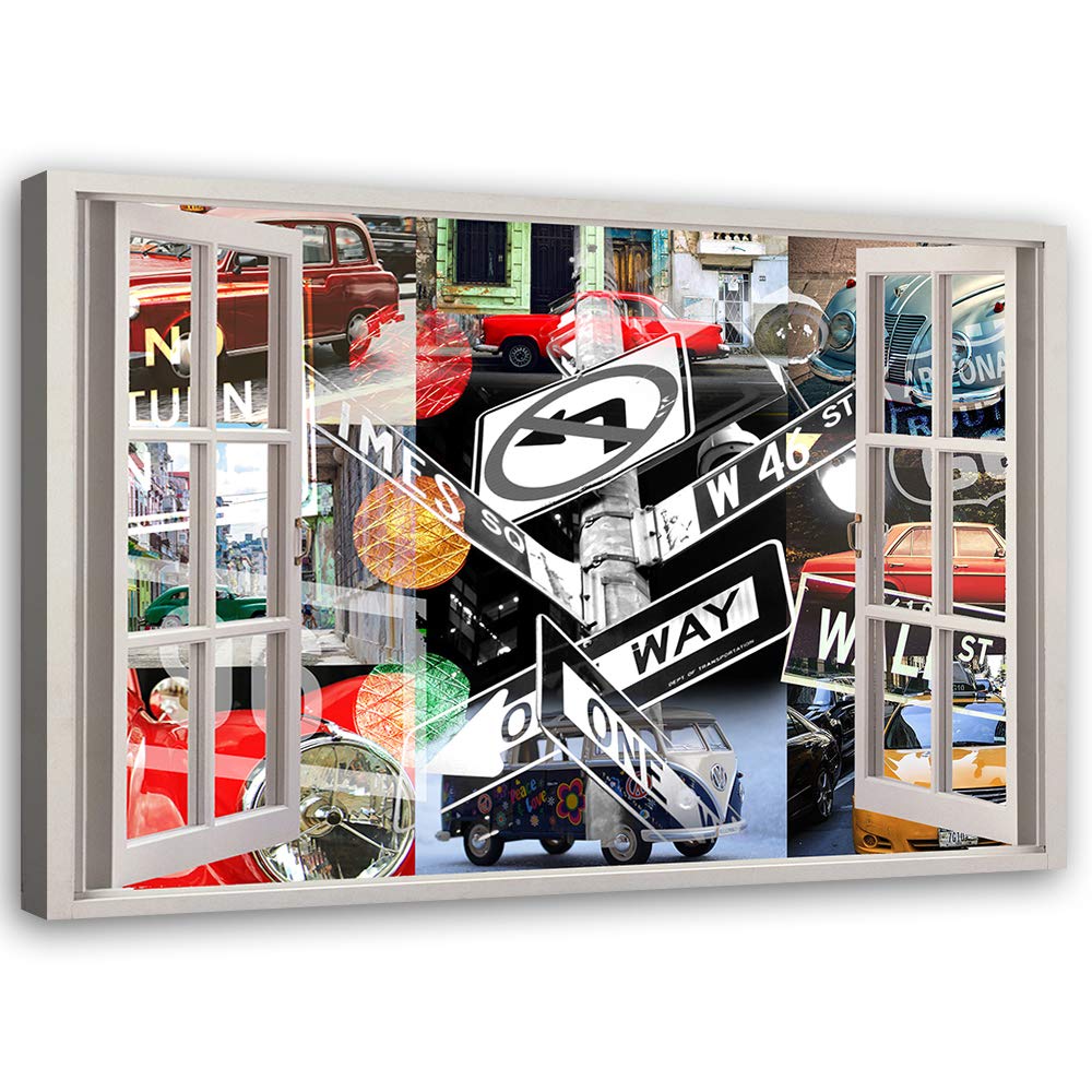 Feeby Wandbild abstrakt Druckbild Leinwandbild Fenster-Illusion mehrfarbig 90x60 cm Leinwandbild 90x