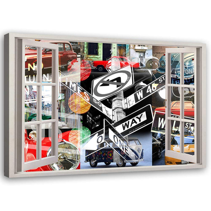 Feeby Wandbild abstrakt Druckbild Leinwandbild Fenster-Illusion mehrfarbig 90x60 cm Leinwandbild 90x
