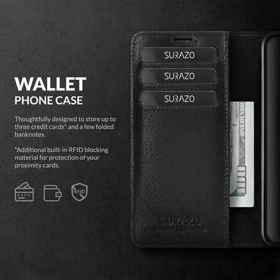 SURAZO Handyhülle für Samsung Galaxy A13 5G – Premium Echtleder Hülle Schutzhülle mit [Standfunktion