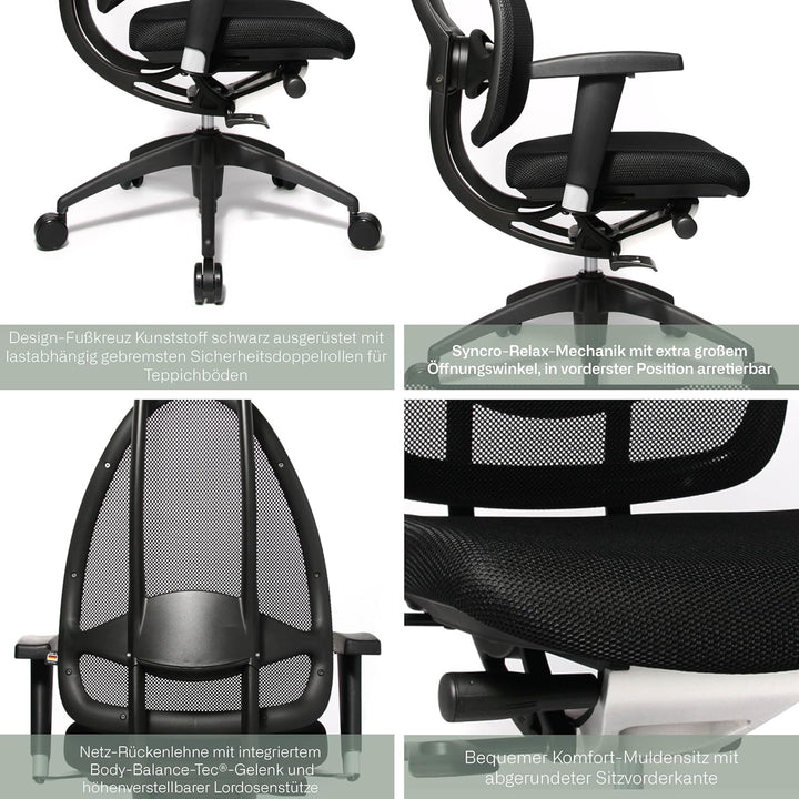 Topstar Open Art 2010 ergonomischer Bürostuhl, Schreibtischstuhl, inkl. höhenverstellbare Armlehnen,