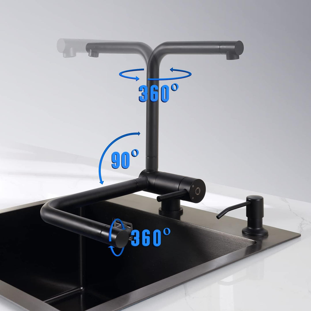 CECIPA Vorfenster Küchenarmatur Schwarz Matt, Hochdruck Wasserhahn Küche Schwarz, Flexible Mischbatt