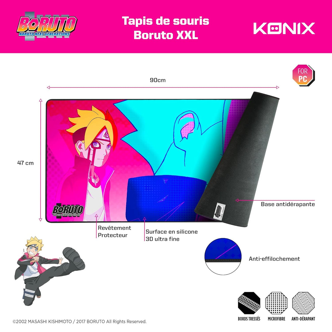 Konix Boruto Naruto Next Generations XXL Gaming-Mauspad 90 x 46 cm - rutschfeste Gummibasis Naruto x
