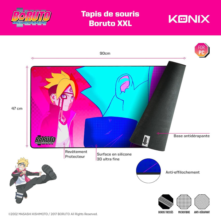 Konix Boruto Naruto Next Generations XXL Gaming-Mauspad 90 x 46 cm - rutschfeste Gummibasis Naruto x