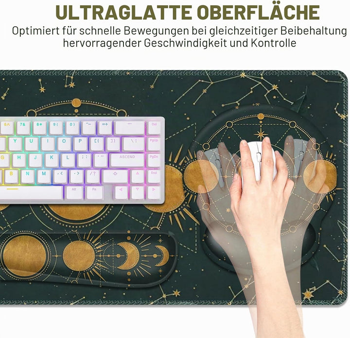 Grosse Schreibtischunterlage, Gaming-Mauspad, Schreibtischunterlage, XXL-Mauspad + Tastatur-Handgele