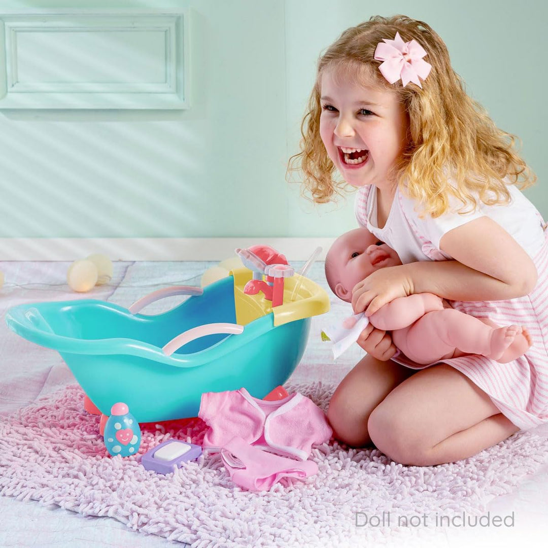 JC TOYS - for Keeps 25520 Zubehör für Babypuppen, Blau Badewanne mit funktionaler Dusche, Badewanne