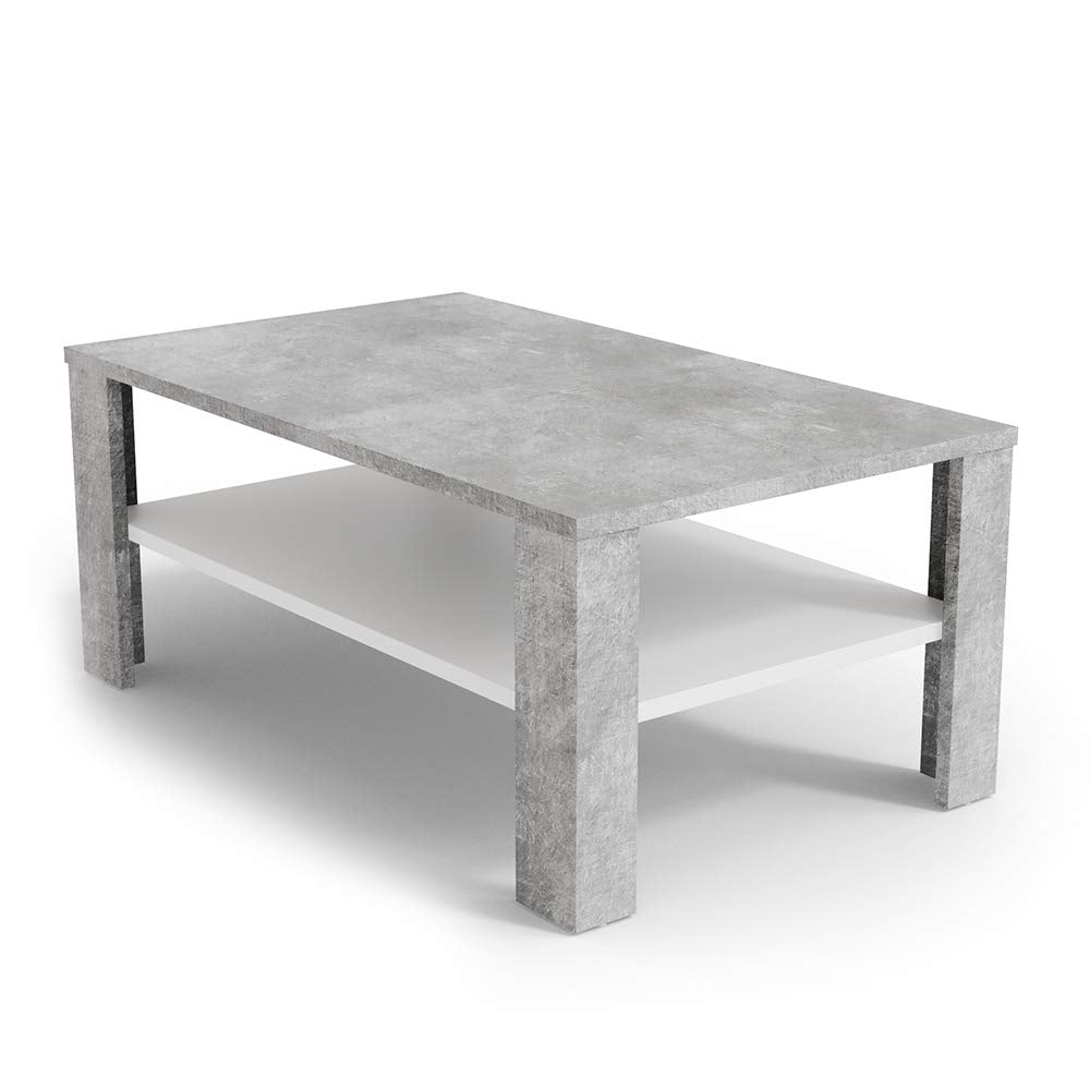 Vicco Couchtisch, Beton/Weiss, 100 x 42 cm, Beton