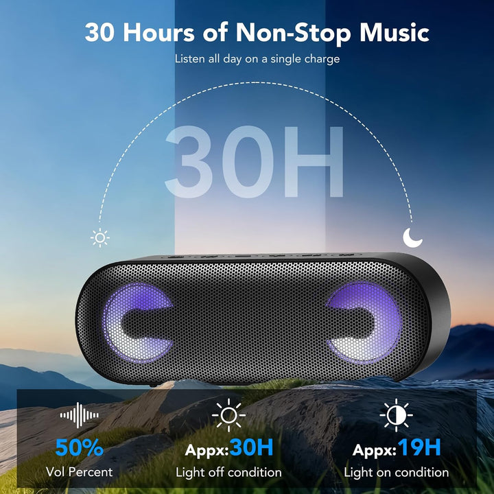 IKT Bluetooth Lautsprecher mit Licht,30W Duale Bass-Treiber,30H Stunden Akkulaufzeit,Bluetooth 5.4,I
