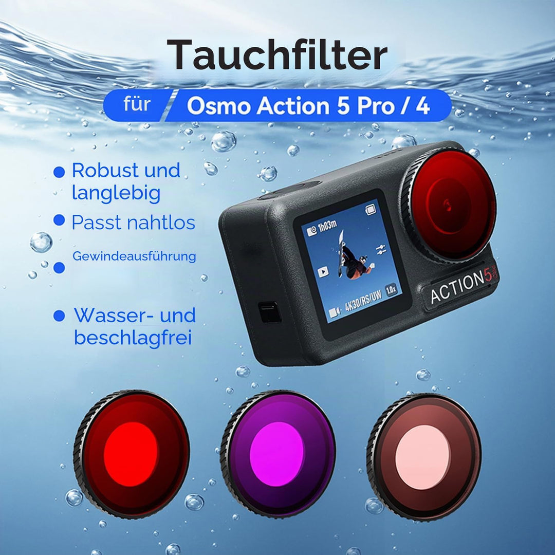 Wasserdichter Tauchfilter, Schutzobjektivfilter für DJI Osmo Action 5 Pro/Action 4 Sportkamera, Anti