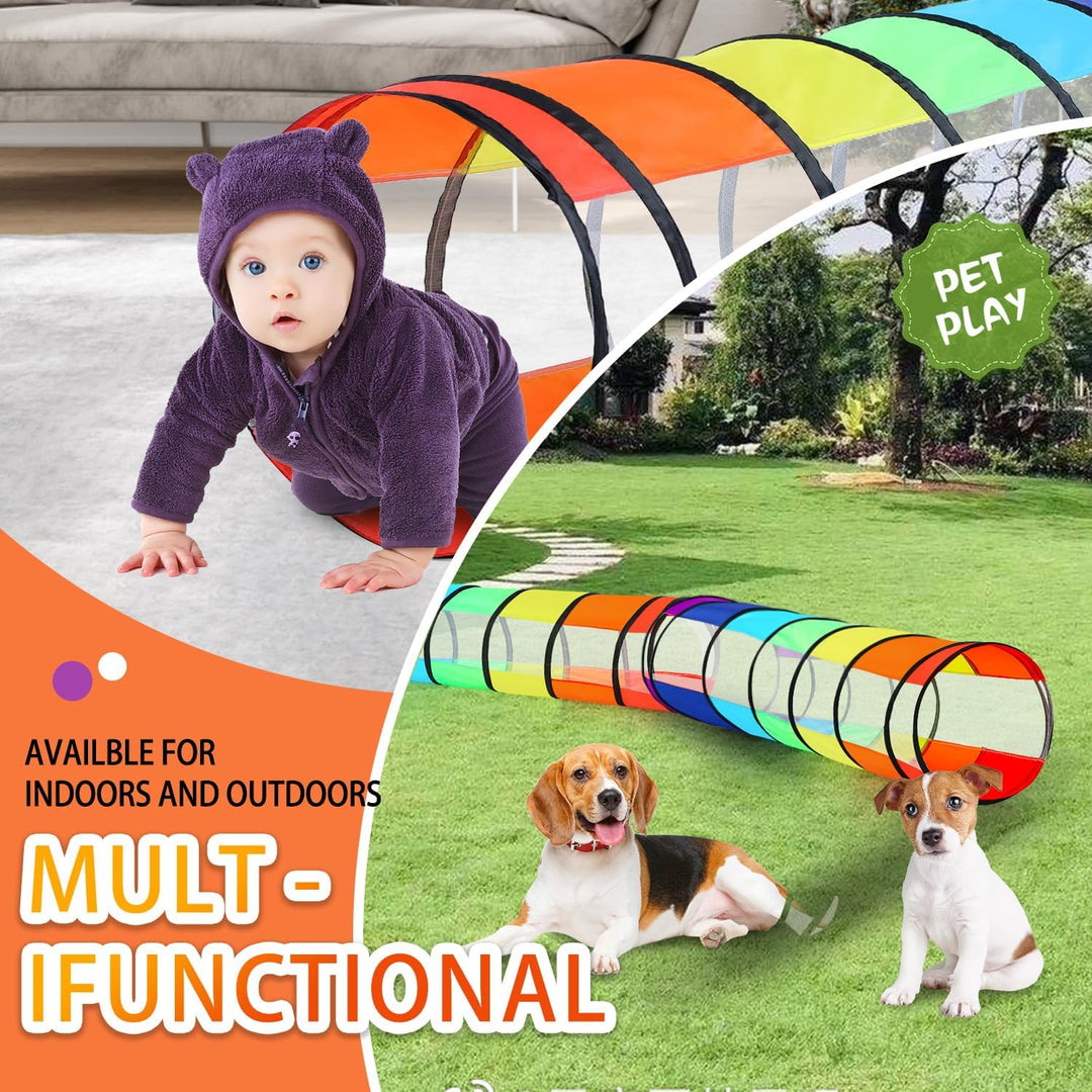 Baby Pop Up Spieltunnel für Kleinkinder mit Netzfenster, Katzentunnel für Hunde Haustiere, Kinder Kr