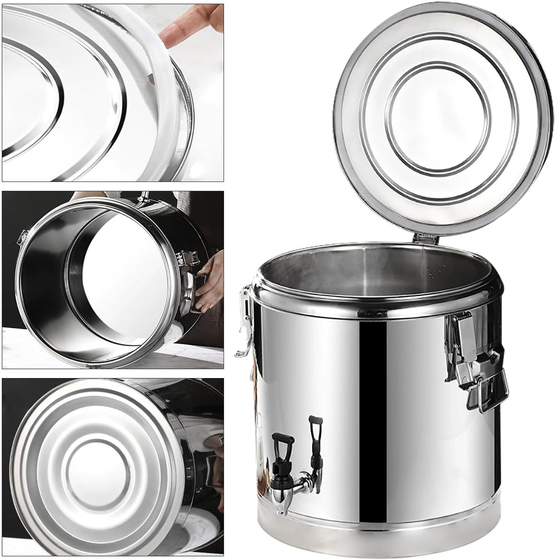40L Edelstahl Isolationseimer mit Wasserhahn, Profi Warmhaltebehälter mit Deckel, Gastro Transportbe