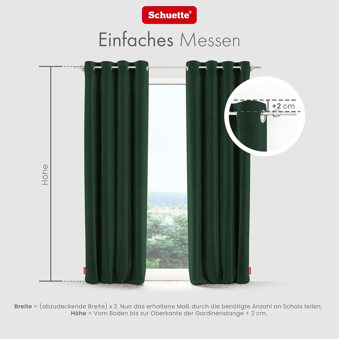 Schuette® Verdunkelungs-Vorhang Gardine mit Ösen ● Millenium Velvet: Dark Forest (Dunkelgrün) ● 135x