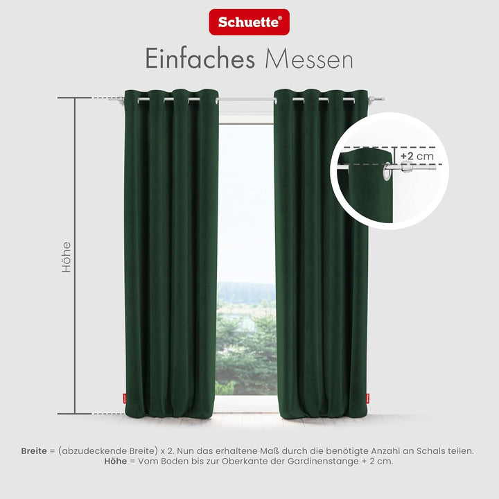 Schuette® Verdunkelungs-Vorhang Gardine mit Ösen ● Millenium Velvet: Dark Forest (Dunkelgrün) ● 135x