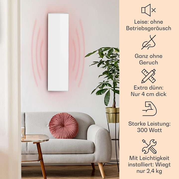 Klarstein Wonderwall - Infrarotheizung mit Thermostat, Infrarotheizkörper mit Carbon Crystal Technik