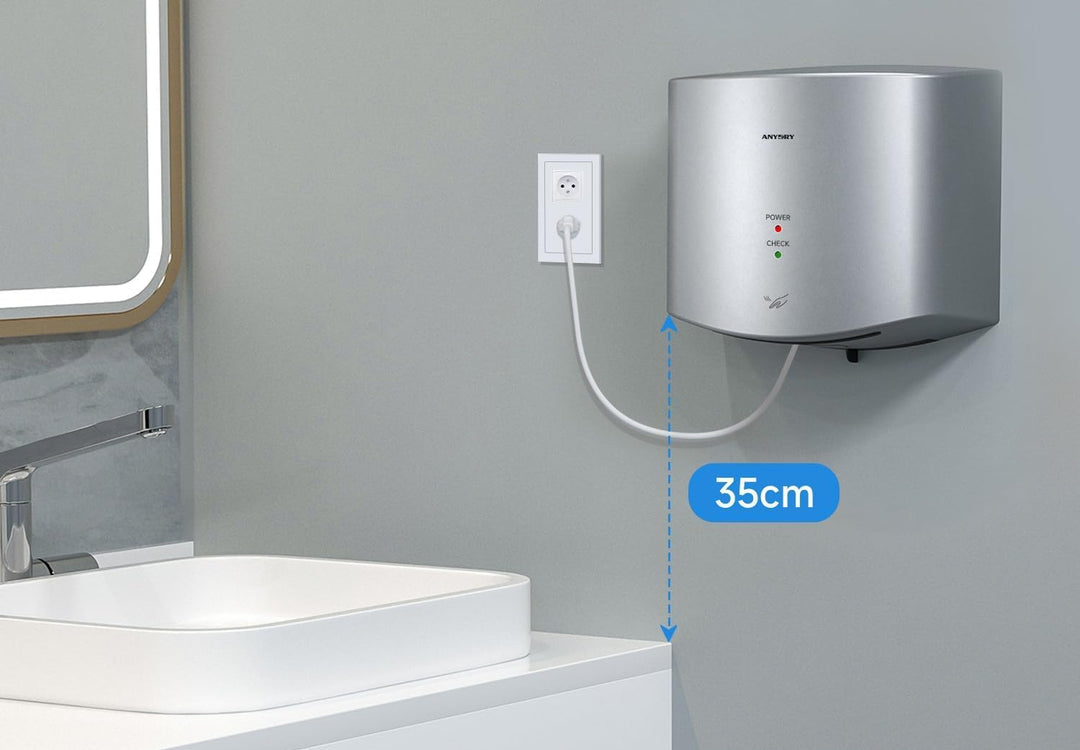 anydry 2630S Kompakter Händetrockner,Automatischer Elektrischer Händetrockner für Wandmontage,Für Ge