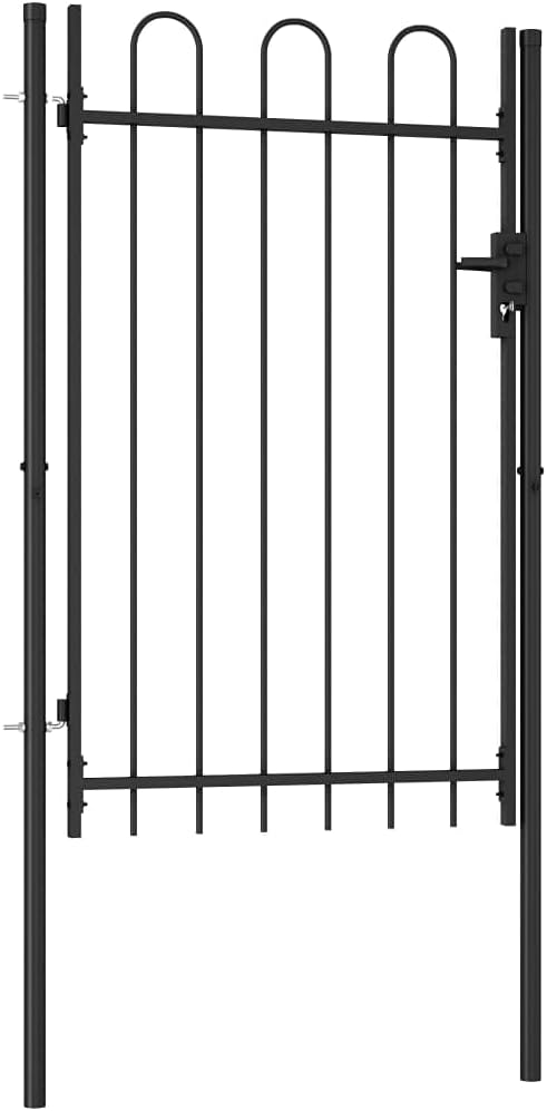 WIFESE 100x200 cm Schwarz Zauntor GartentüR Gartentor Gartenzaun Doppelstabmattenzaun Gartenzaun Kom