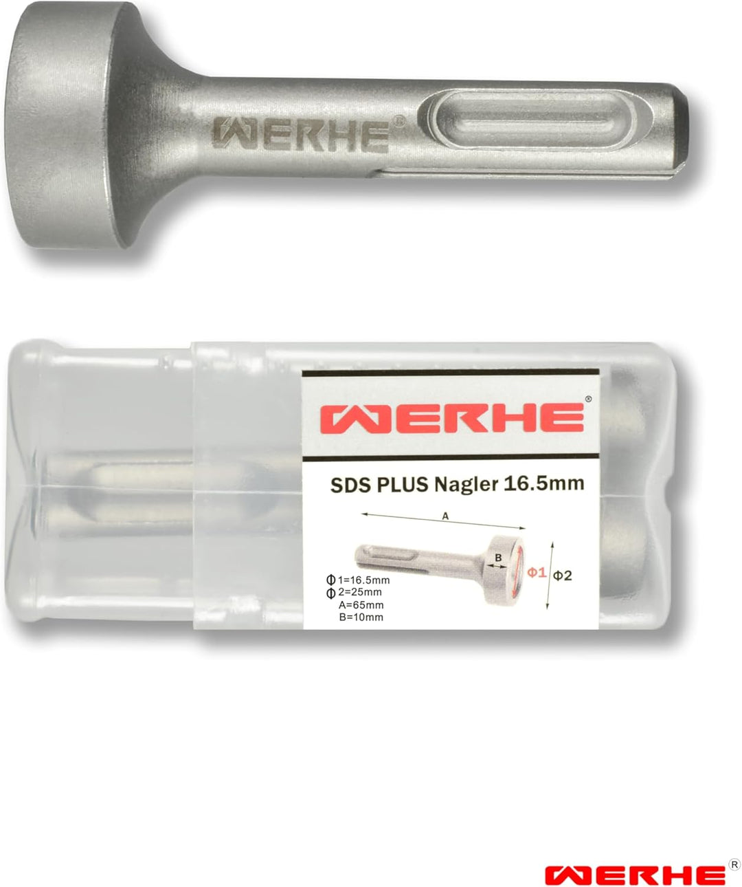 WERHE Nageleintreiber SDS Plus 16,5 mm für Bohrhämmer – Effiziente Einschlaghilfe für Nägel und Stäb