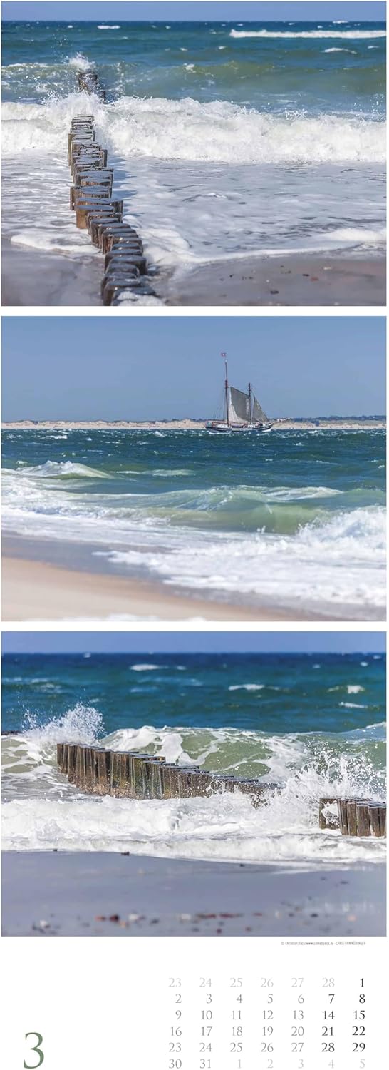 Alpha Edition - Strandgeflüster – Momente am Meer 2026 – XXL-Streifenkalender 25×69 cm, Wandkalender