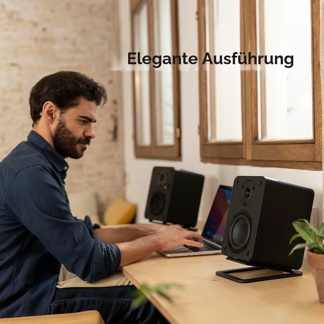 VULKKANO A4 ARC Aktivlautsprecher mit 4" Woofer, Bluetooth 5.0, HDMI ARC, Optica, RCA, USB, mit Subw
