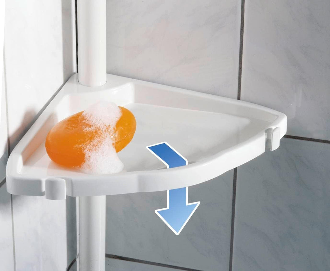 WENKO Teleskop Duschecke Easy Weiss Ø 1,9 cm, aus Aluminium Weiss, Weiss