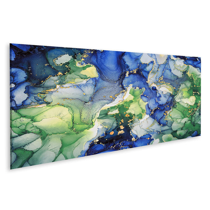 islandburner Bild auf Leinwand Effekt Luxus Abstrakte Fluid Art Hintergrund Mischung aus Grün Blau u