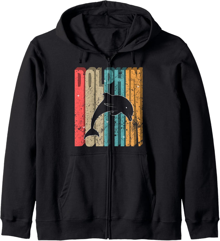 Vintage Delfin 80er Jahre Geschenk Retro Delphin Kapuzenjacke