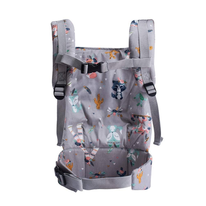 Bebamour Puppentrage für Mädchen, 3 in 1 weiches Tragetuch für Kinder, 100% Baumwolle,GreyAnimals 02