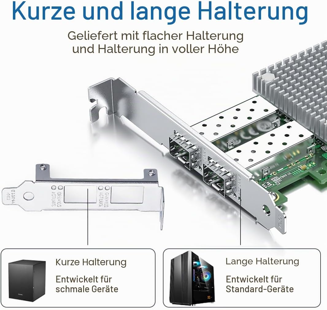 H!Fiber.com 10Gb SFP+ PCI-E Netzwerkkarte NIC, with Broadcom BCM57810S Chip, Dual SFP+ Port, PCI Exp