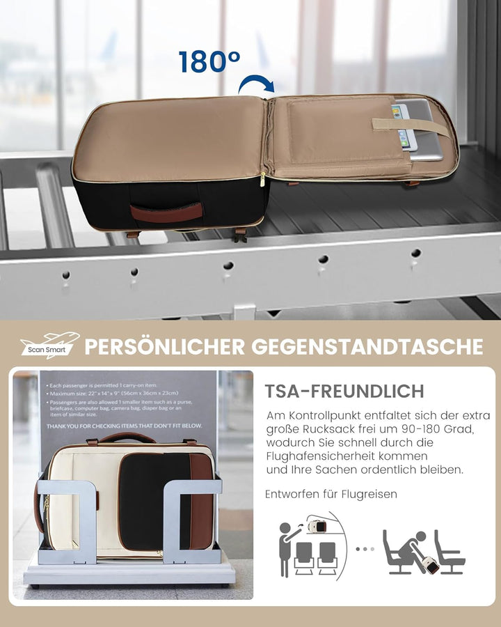 LOVEVOOK Handgepäck Rucksack, 17.3 Zoll Rucksack Handgepäck Flugzeug, Gross Reiserucksack Damen Spri
