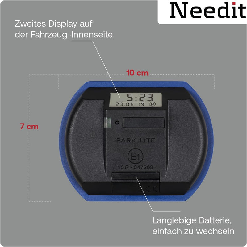 Needit elektronische Parkscheibe Park Lite I automatische Parkscheibe elektrisch mit Zulassung vom K