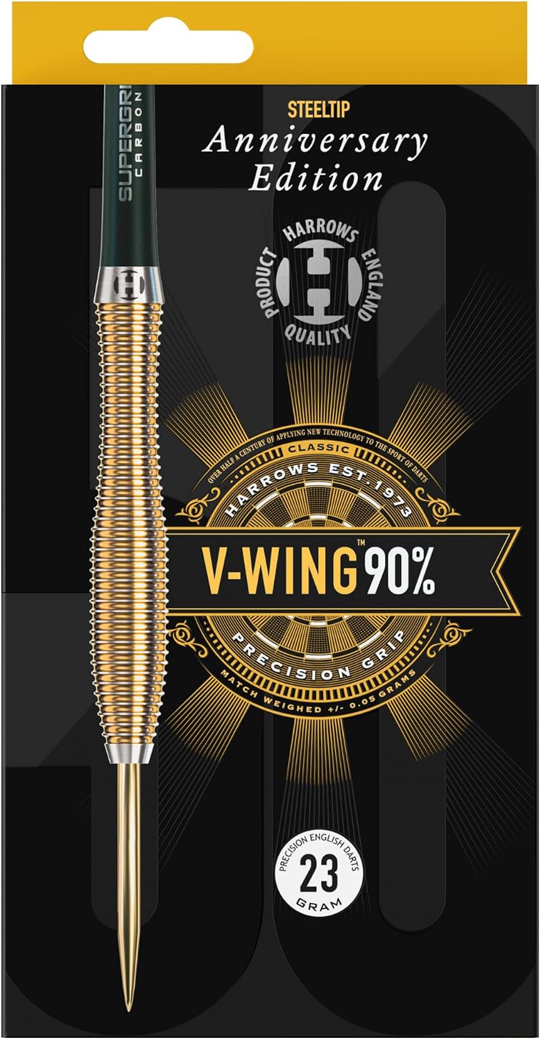 Harrows Steel Darts V-Wing 50 Years Golden Anniversary Edition 90% Tungsten Steeltip Dart Steeldart