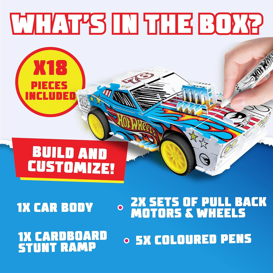 Hot Wheels by Bladez Toyz Auto-Kunst-Set zum Selbermachen für Kinder von 6–12 Jahren mit Markern, Ho