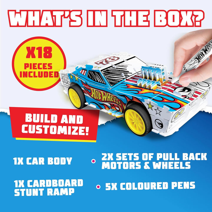 Hot Wheels by Bladez Toyz Auto-Kunst-Set zum Selbermachen für Kinder von 6–12 Jahren mit Markern, Ho