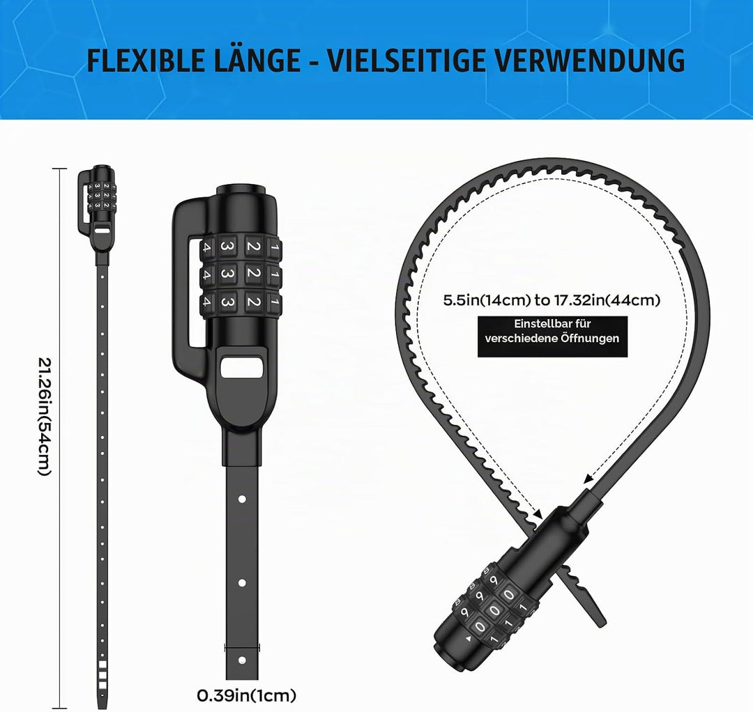 IMAYCC Kabelbinder Schloss mit Zahlencode – Leichtes Fahrradschloss &amp; Zahlenschloss für Helm, Scoote